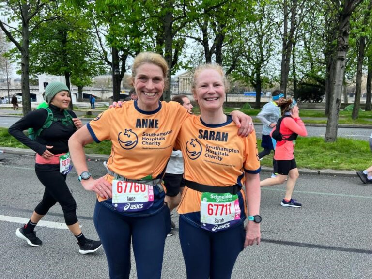 Anne and Sarah at Paris Marathon